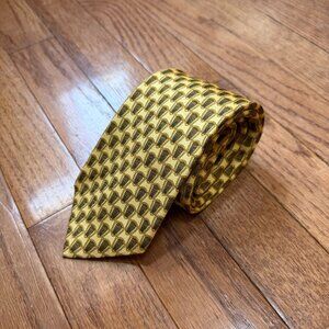 Thomas Pink Silk Tie - 1998 Vintage - Art Deco Scallop Pattern - Gold & Brown